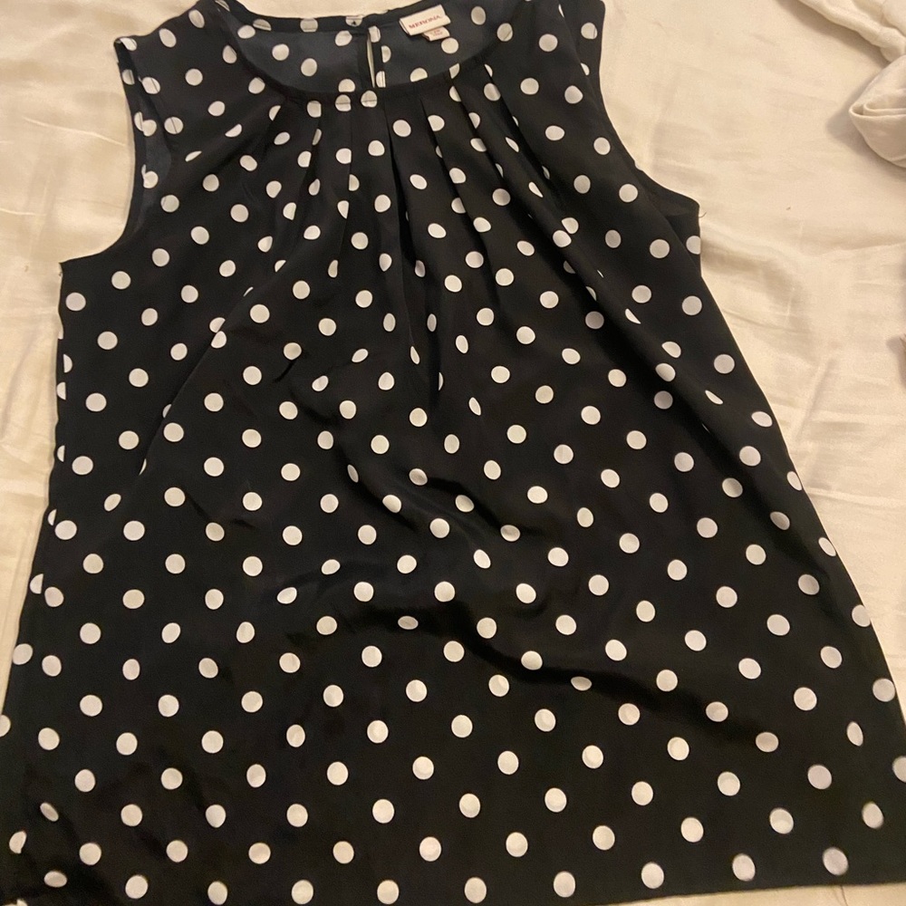 MERONA Women's LARGE Black White Polka Dot Tank